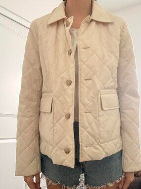 Cream Quilted Riding Puffer Jacket